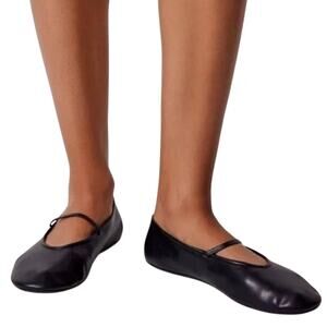 Jeffrey Campbell Dancerina Leather Mary Jane Flats Balletcore Chic Black Sz 8.5